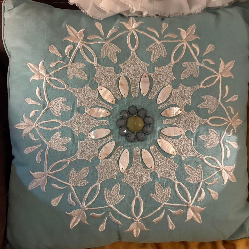 Blye and white boho pillow